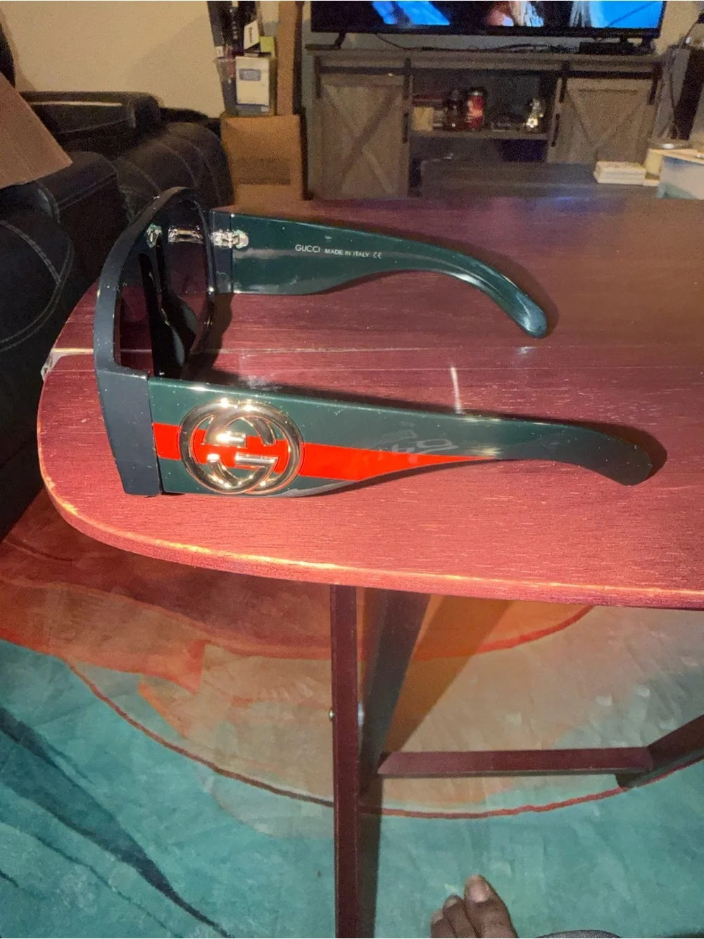Gucci Black Shield-Style Sunglasses with Dark Gradient Lenses